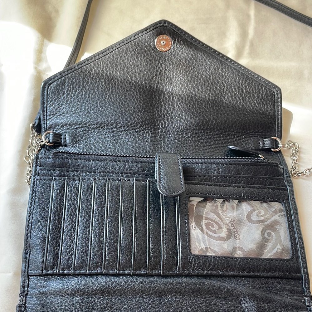 Brighton Black Crossbody Bag with Sleek Leather and Metallic Accents - Picture 5 of 11
